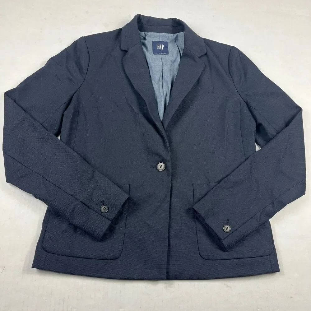 GAP Womens Blue Workwear Blazer Single Button Professional Classic Jacket Size 4